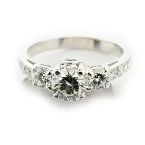 Romantic Engagement ring with Blue Diamond Accent