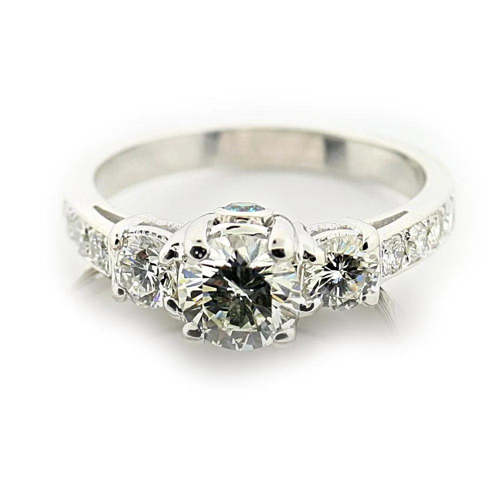 Romantic Engagement ring with Blue Diamond Accent