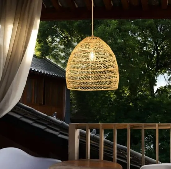 Roosinbor Weaved Rattan Dome Pendant Lamp