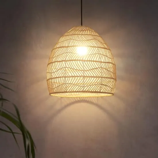 Roosinbor Weaved Rattan Dome Pendant Lamp
