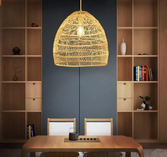 Roosinbor Weaved Rattan Dome Pendant Lamp