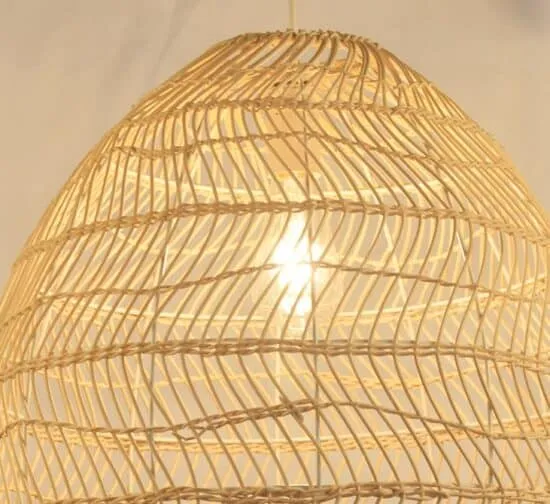 Roosinbor Weaved Rattan Dome Pendant Lamp