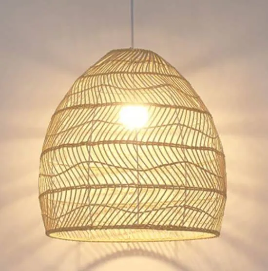 Roosinbor Weaved Rattan Dome Pendant Lamp