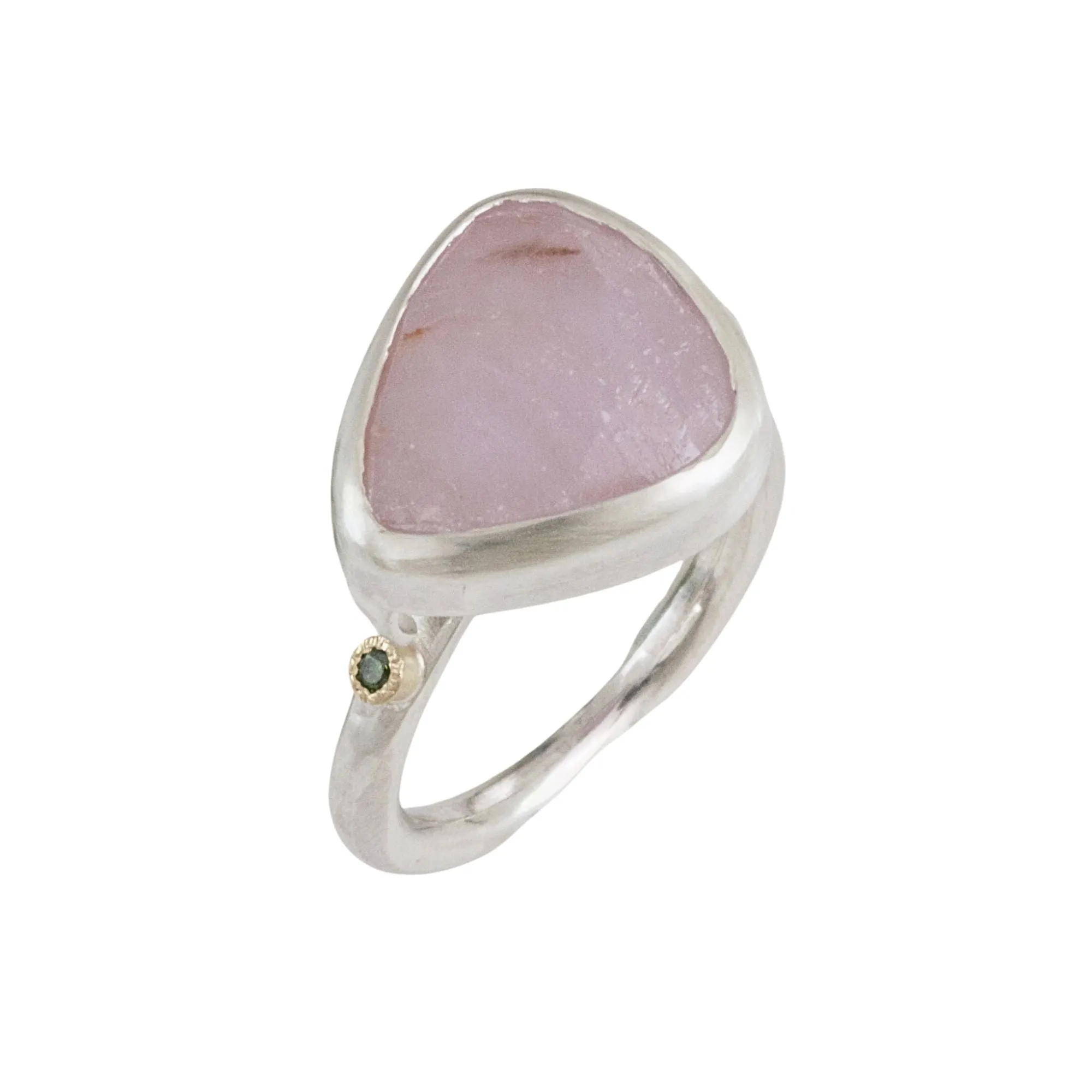 Rose Cut Pink Sapphire Statement Silver Ring