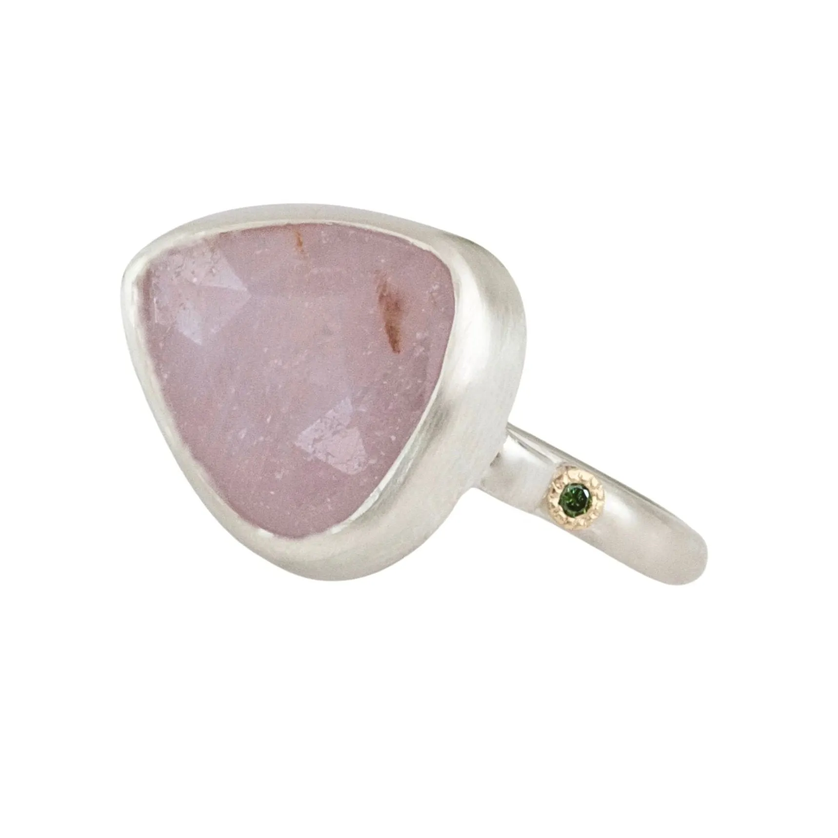 Rose Cut Pink Sapphire Statement Silver Ring