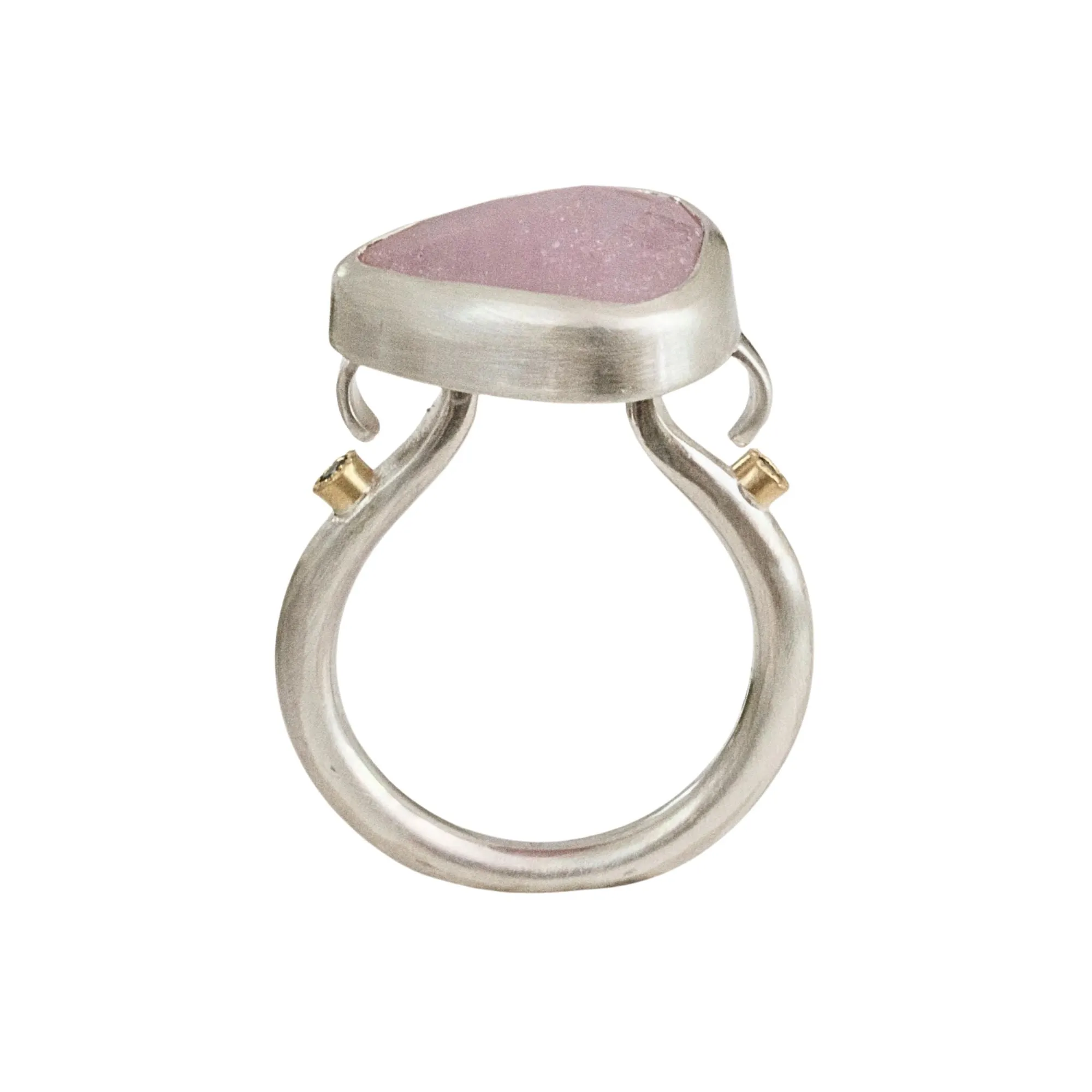 Rose Cut Pink Sapphire Statement Silver Ring