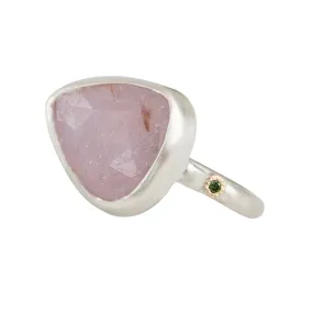 Rose Cut Pink Sapphire Statement Silver Ring