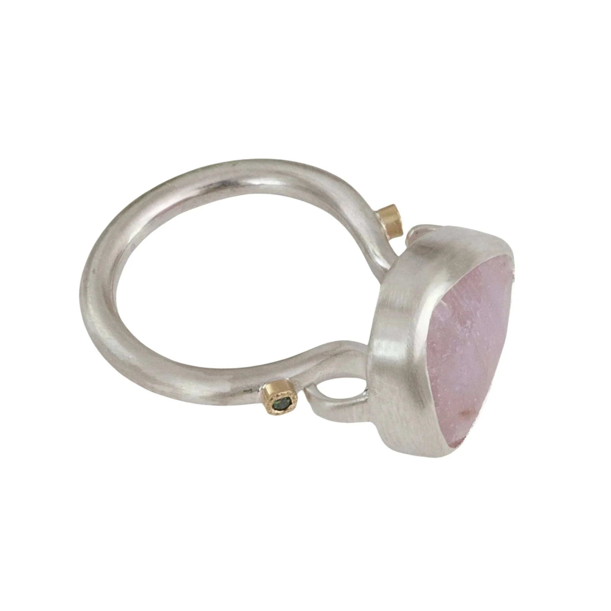Rose Cut Pink Sapphire Statement Silver Ring
