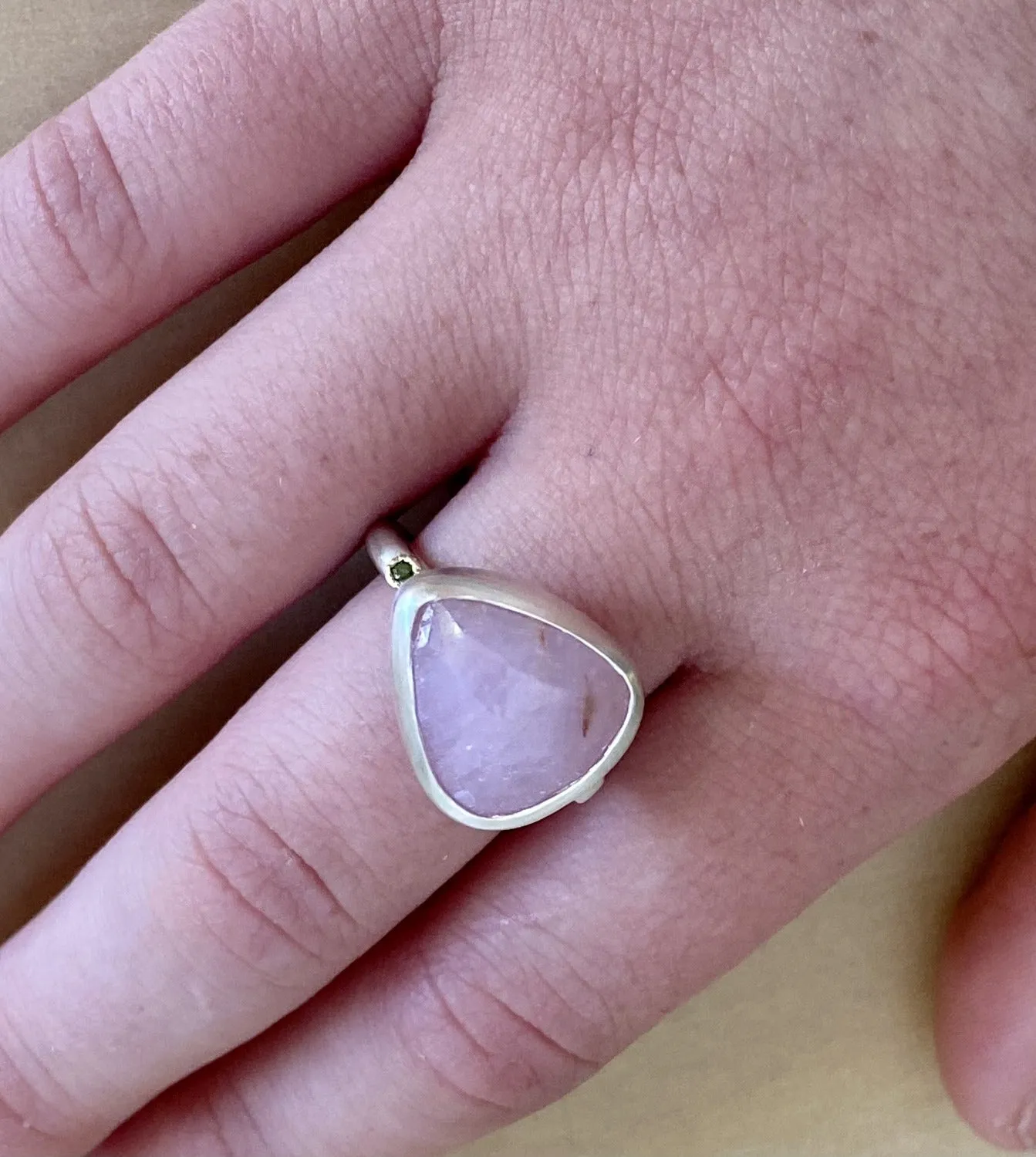 Rose Cut Pink Sapphire Statement Silver Ring