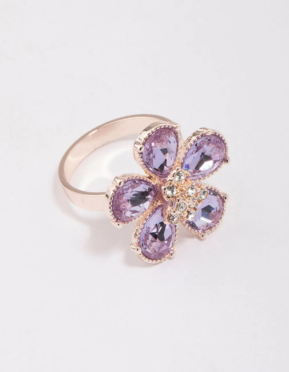 Rose Gold Lilac Flower Petal Ring