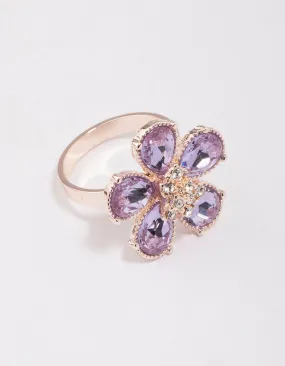 Rose Gold Lilac Flower Petal Ring