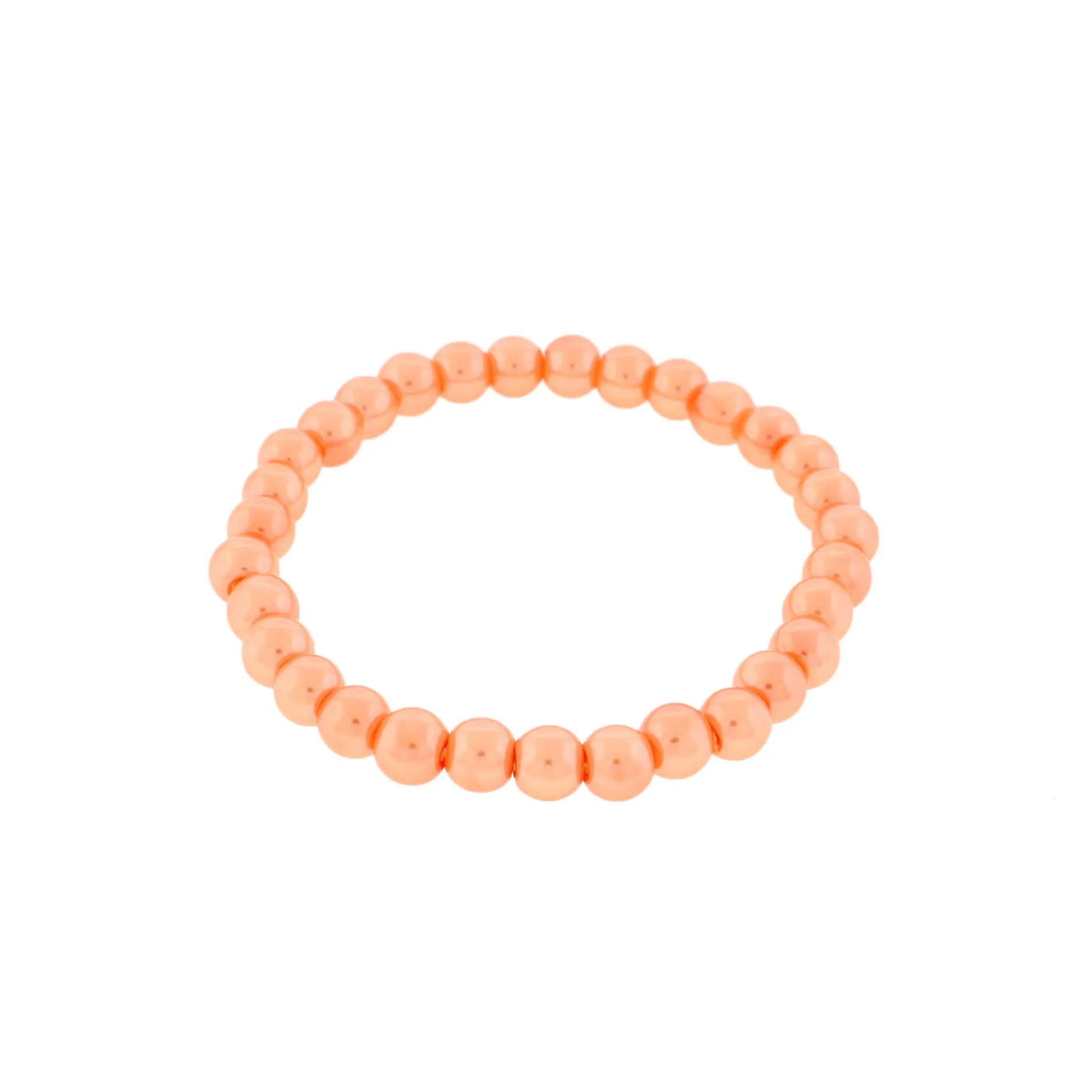 Round Glass Bead Bracelets 4mm - 55mm - Coral - 5 Bracelets - BB125