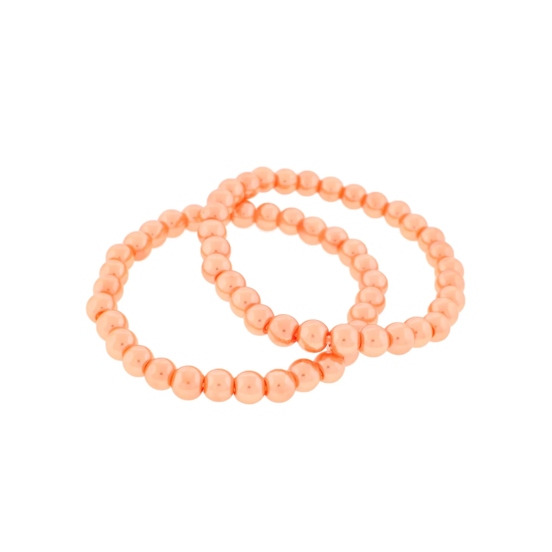 Round Glass Bead Bracelets 4mm - 55mm - Coral - 5 Bracelets - BB125