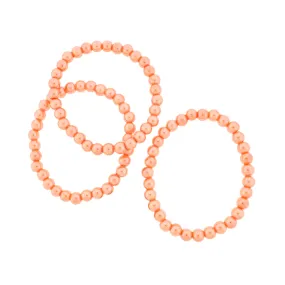 Round Glass Bead Bracelets 4mm - 55mm - Coral - 5 Bracelets - BB125