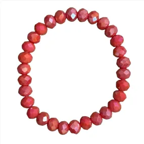 Salmon Pink AB Faceted Rondelle 8mm Bracelet