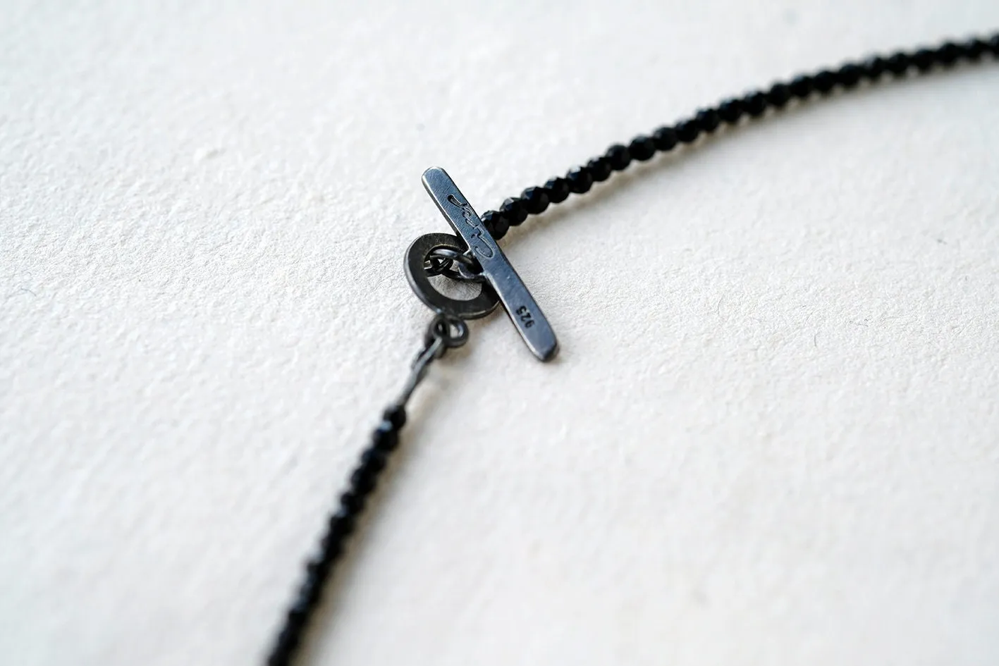 Seashell Silver Necklace with Onyx Stones