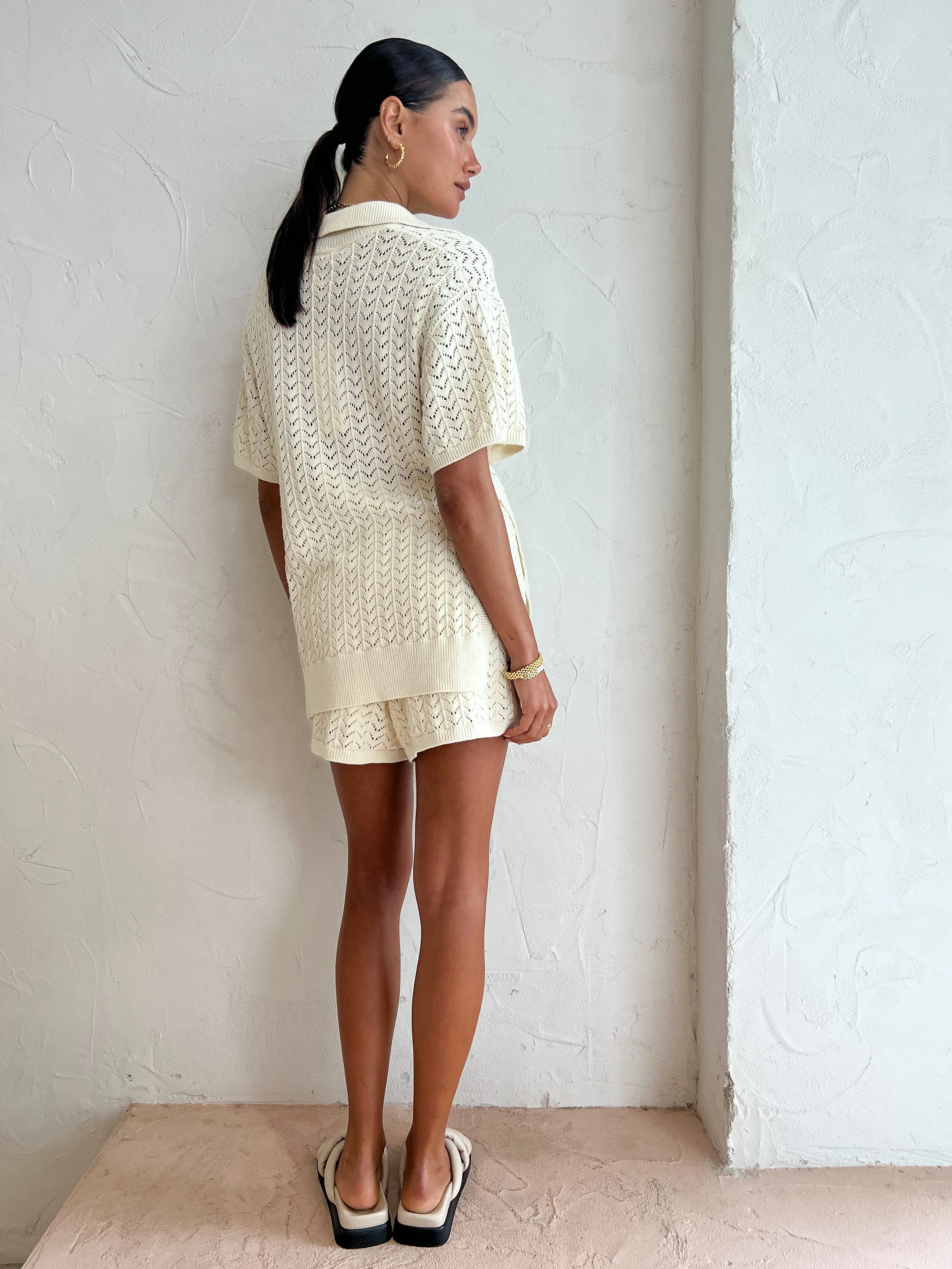Shona Joy Mikala Polo Top in Coconut