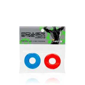 Si-95108 COCK RINGS - POWER STRETCH DONUTS 2 PACK (RED/BLUE)