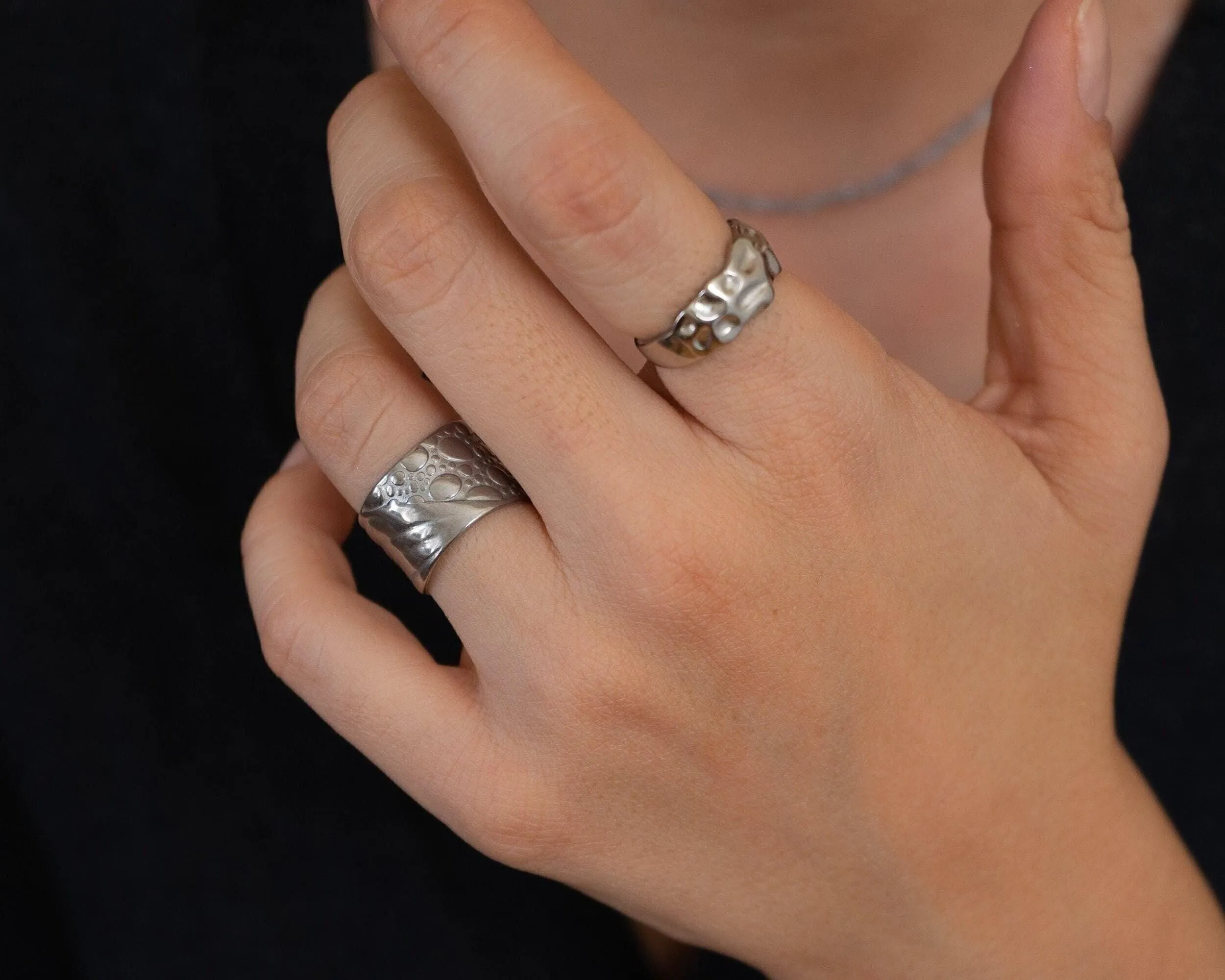 Silver Bubbles Textured Ring