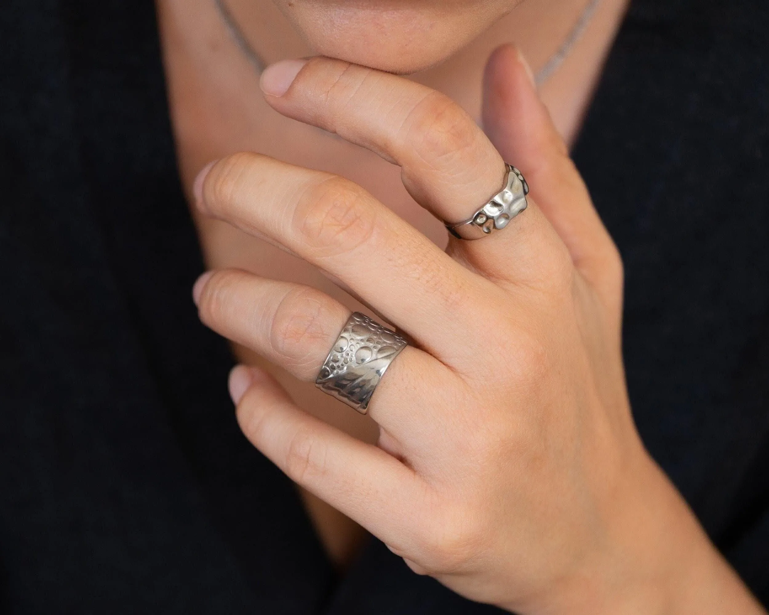 Silver Bubbles Textured Ring