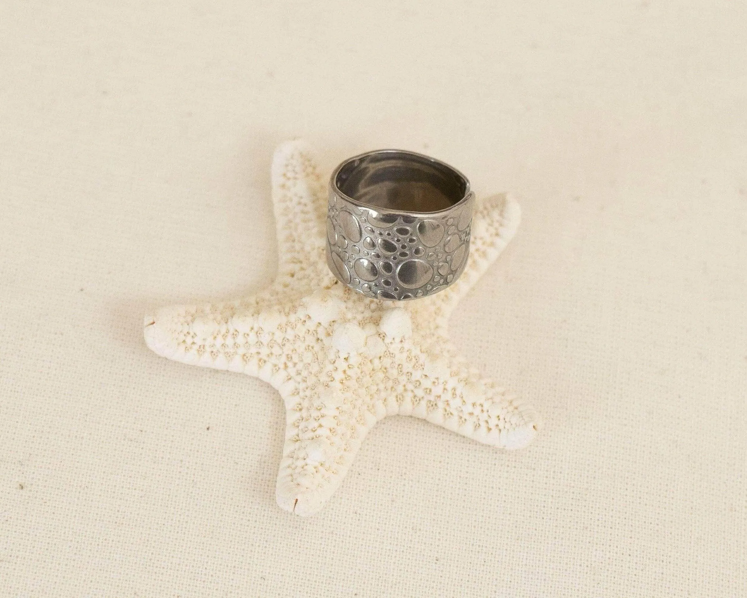 Silver Bubbles Textured Ring