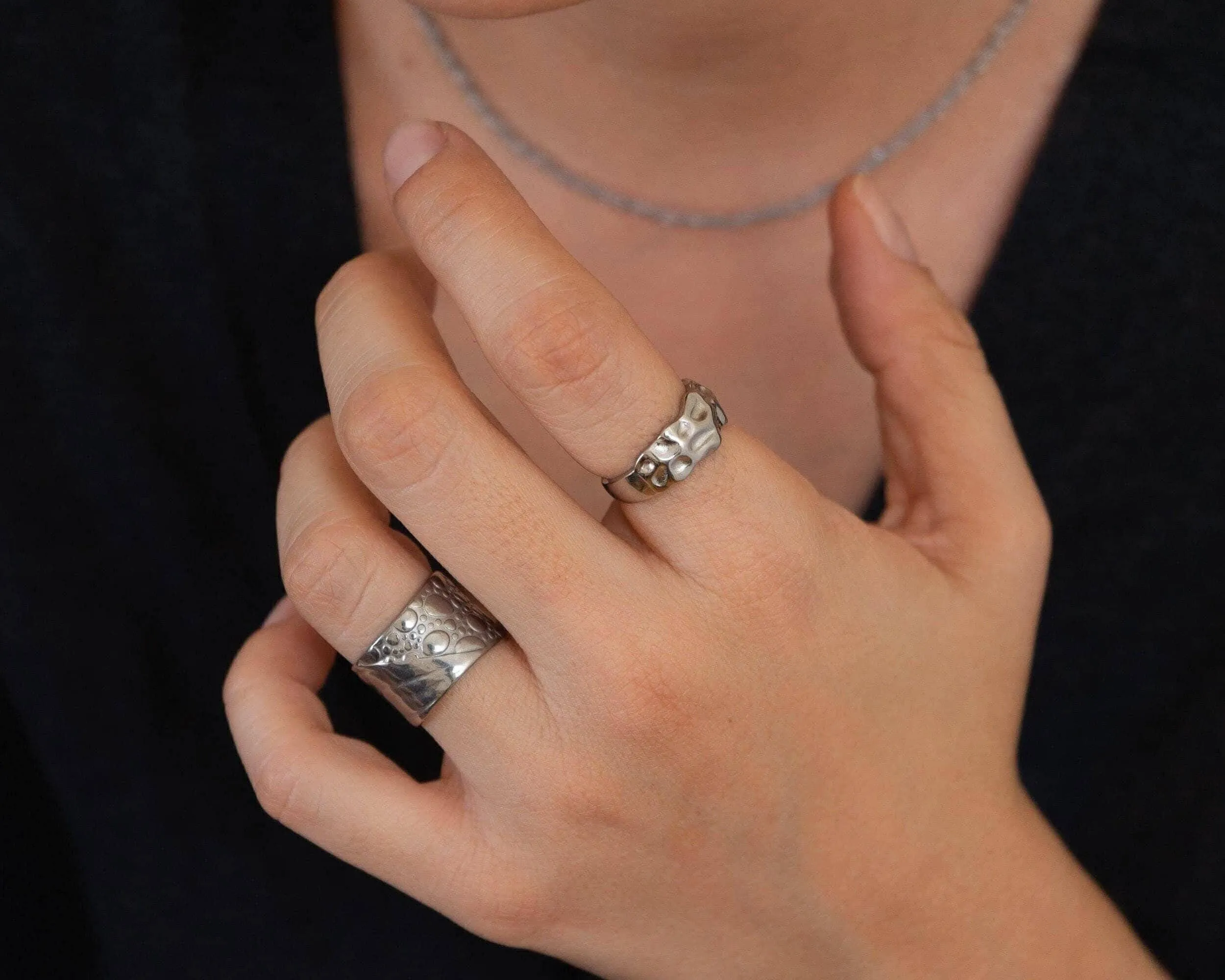 Silver Bubbles Textured Ring
