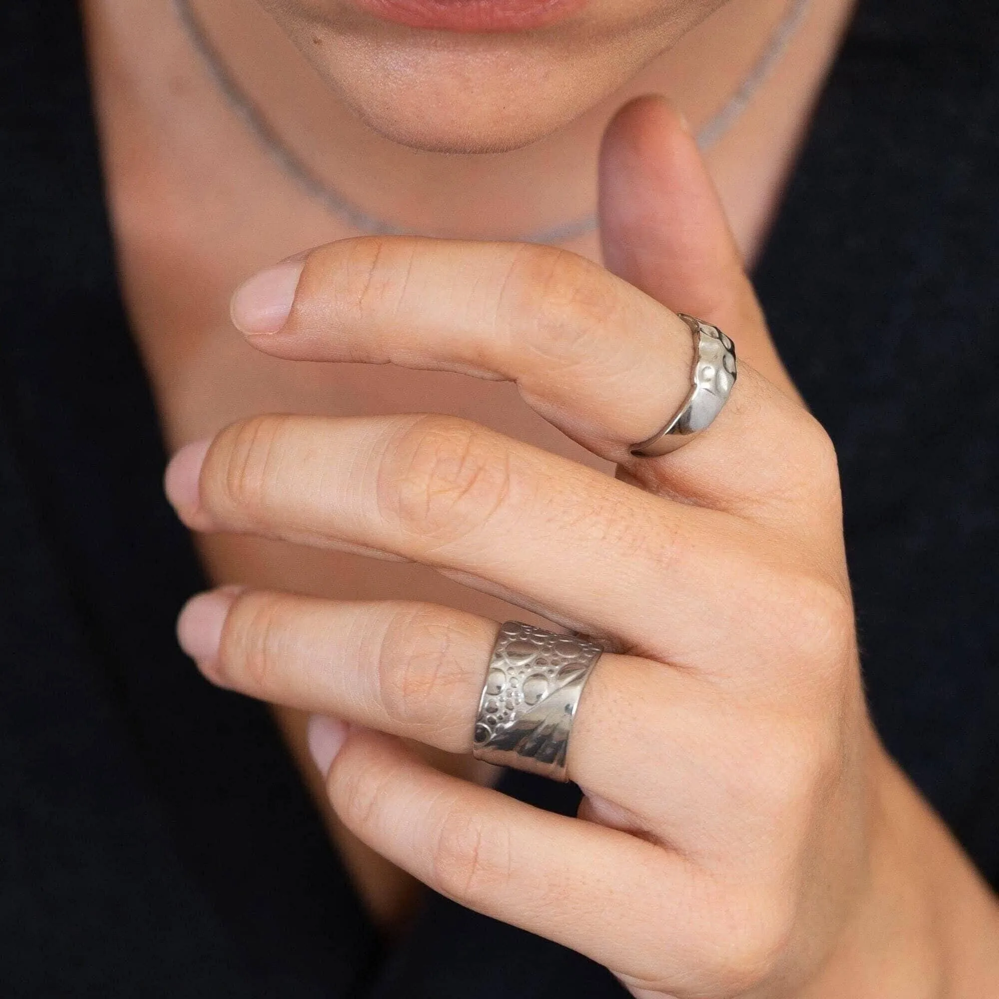 Silver Bubbles Textured Ring
