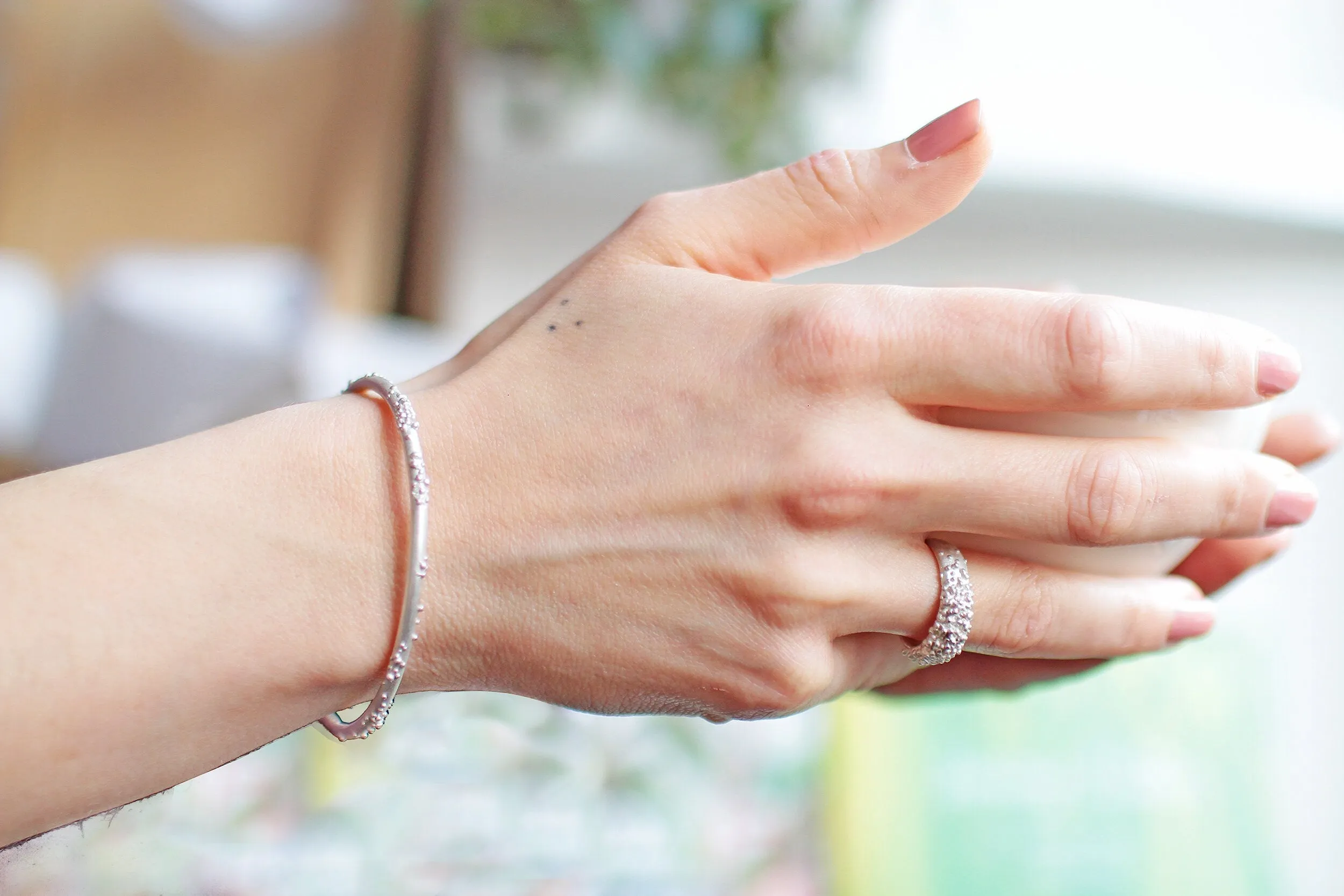 Silver Coral Bangle