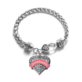Silver Coral Granddaughter Pave Heart Charm Braided Bracelet