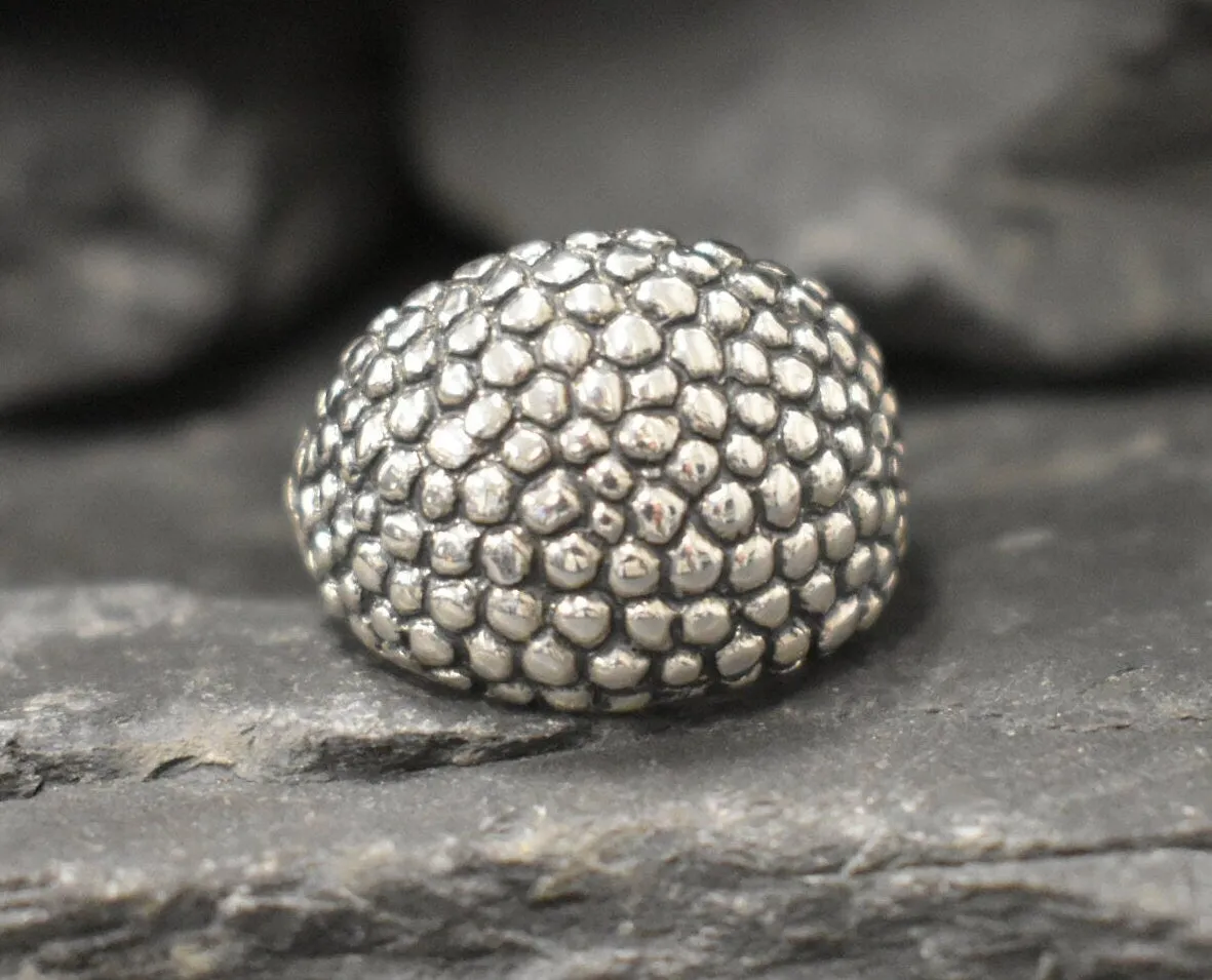 Silver Dome Ring - Silver Caviar Ring - Silver Statement Ring
