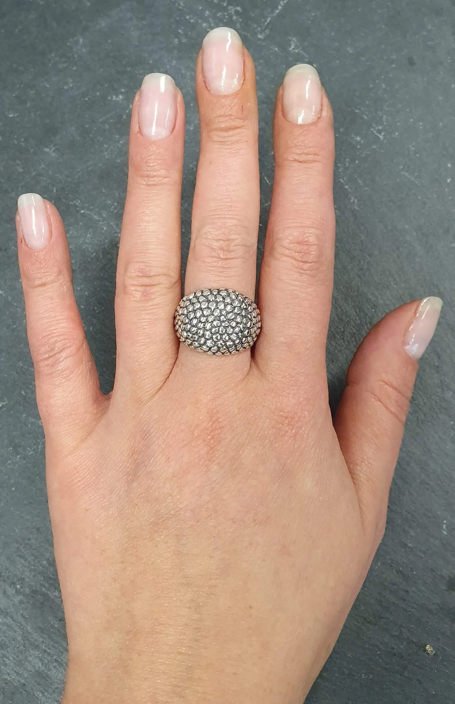 Silver Dome Ring - Silver Caviar Ring - Silver Statement Ring