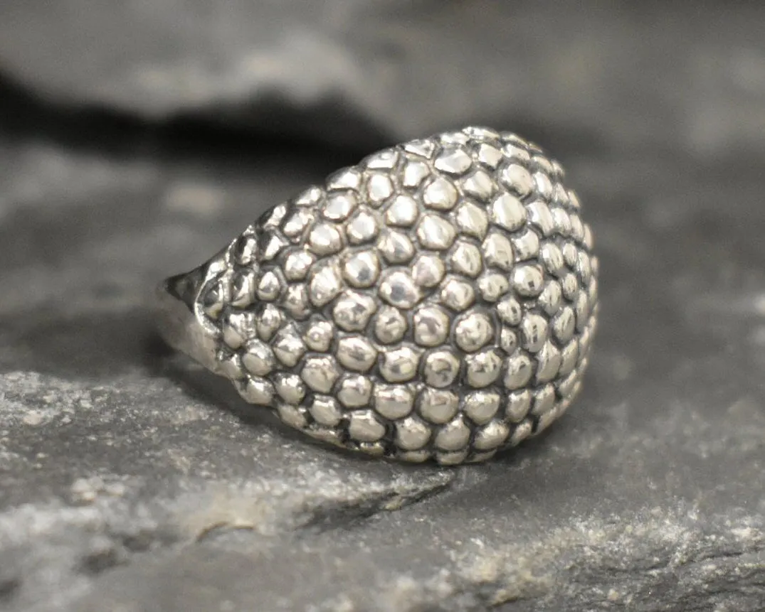 Silver Dome Ring - Silver Caviar Ring - Silver Statement Ring