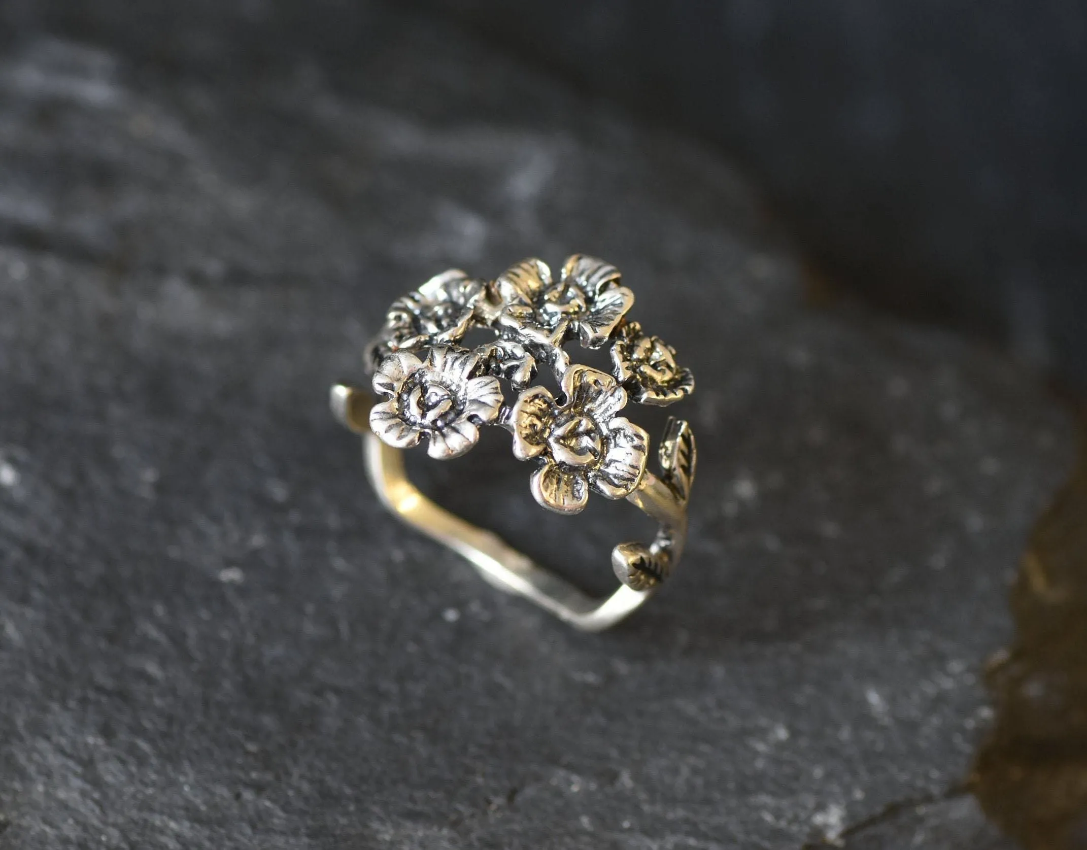 Silver Flower Ring - Chunky Flower Ring - Large Flower Ring