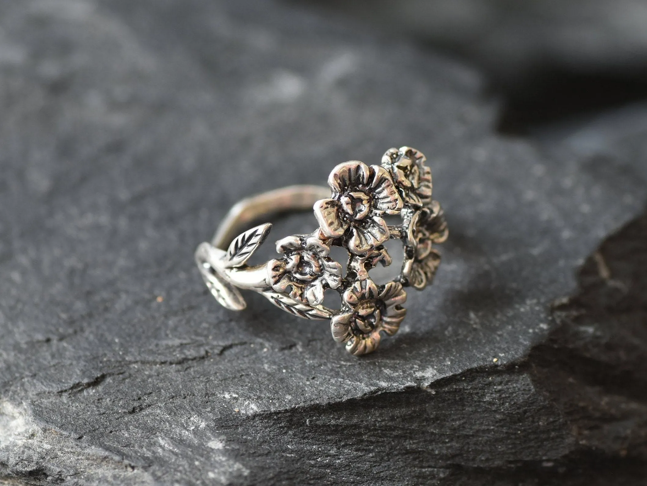 Silver Flower Ring - Chunky Flower Ring - Large Flower Ring