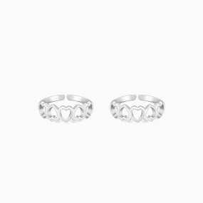 Silver Love's Embrace Toe Rings