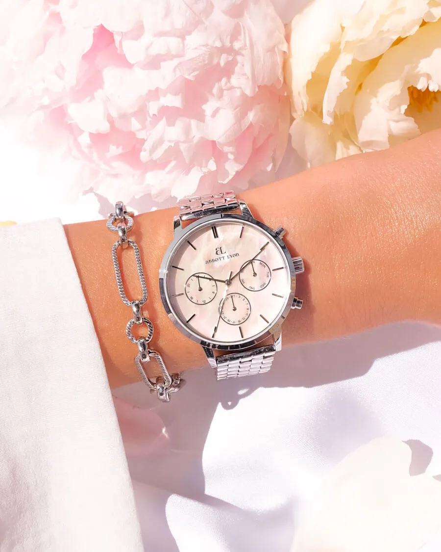 Silver Pearl Link Nueva 40 Watch