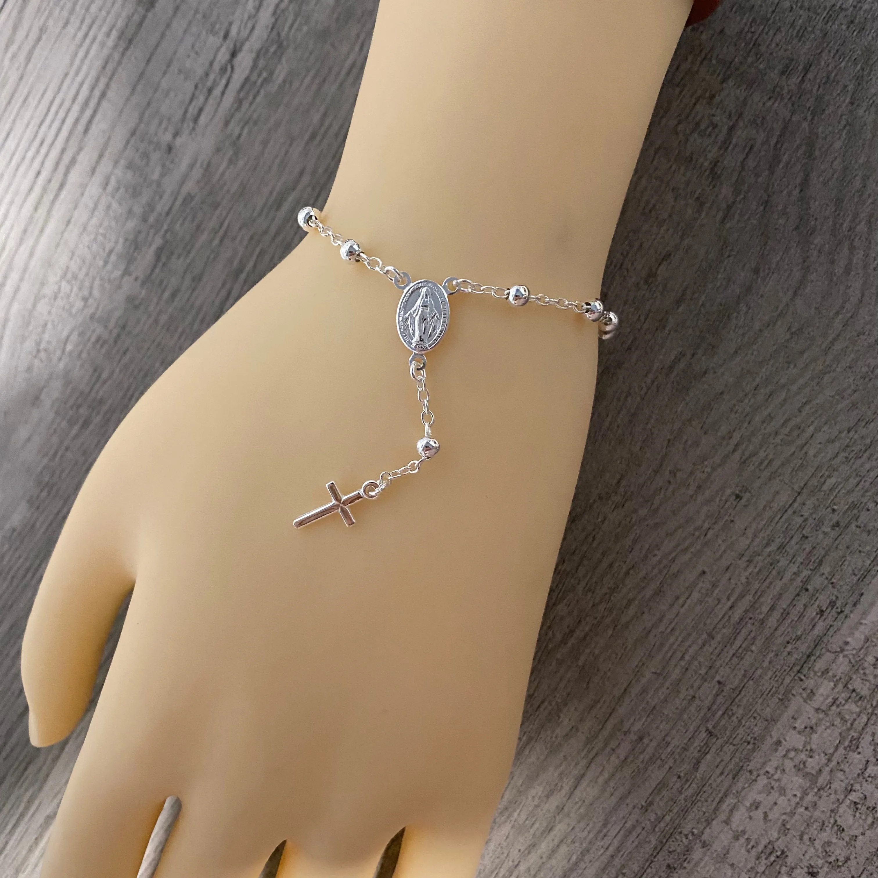 Silver Rosary Bracelet