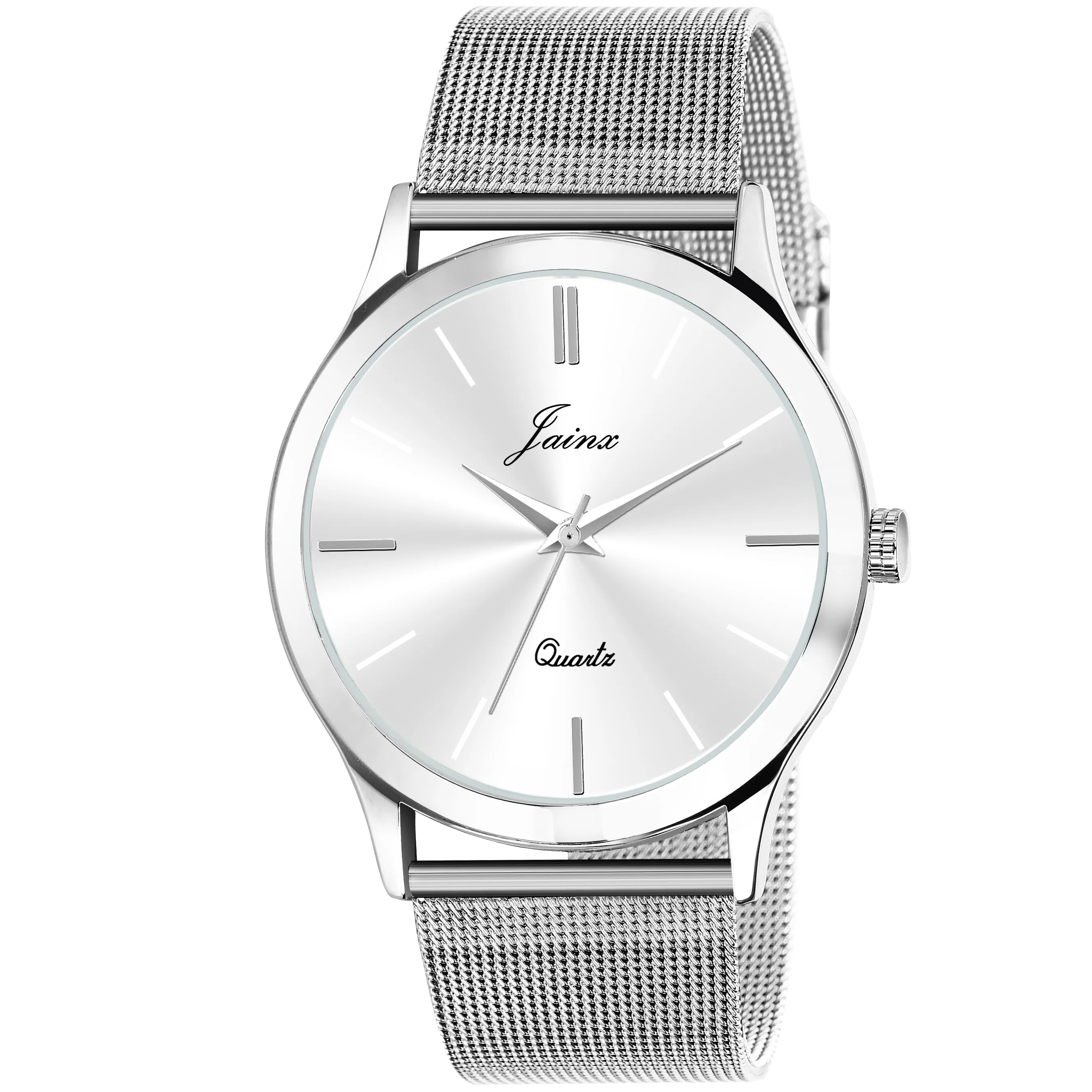 Silver Steel Mesh Chain Analog Watch For Men - JM7176