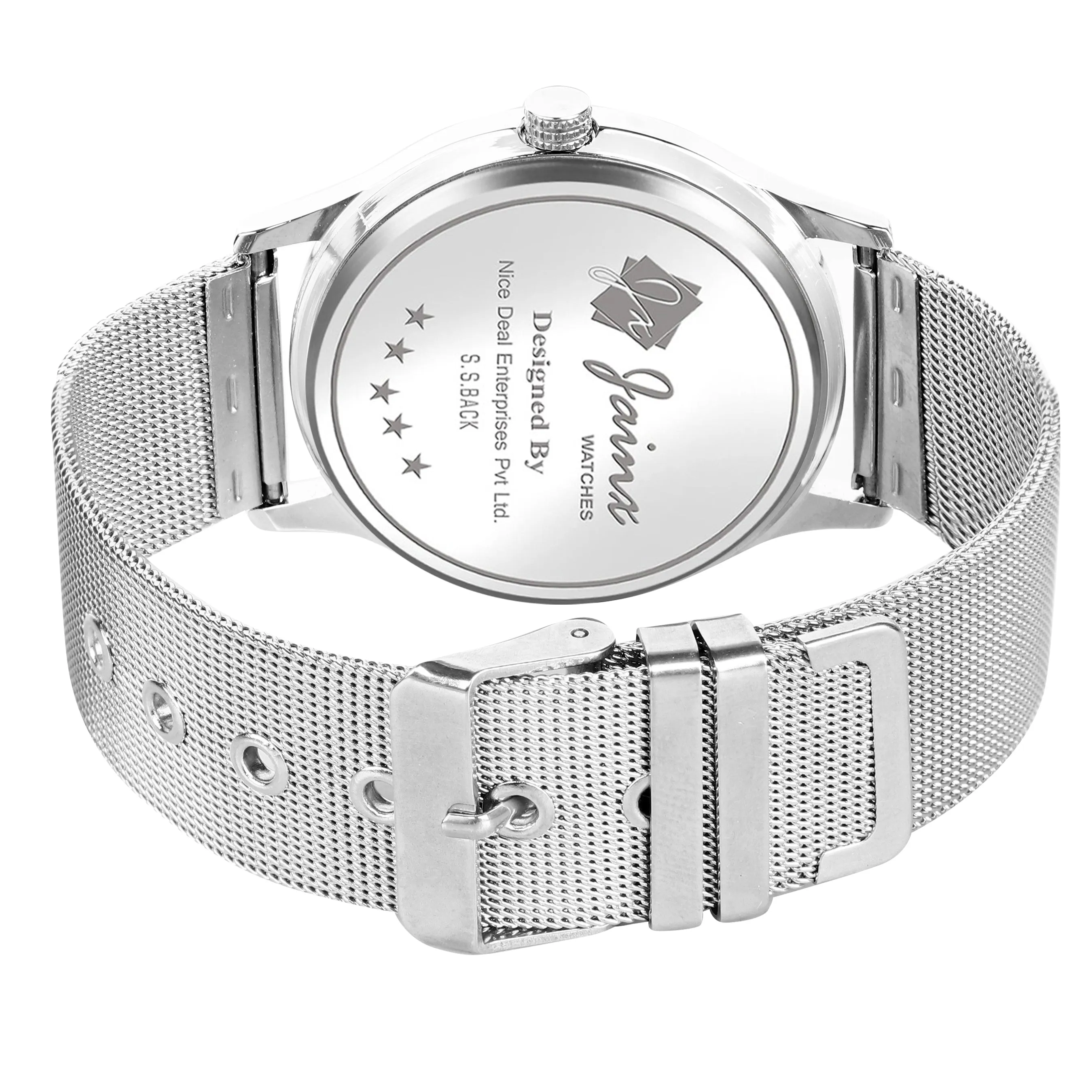 Silver Steel Mesh Chain Analog Watch For Men - JM7176
