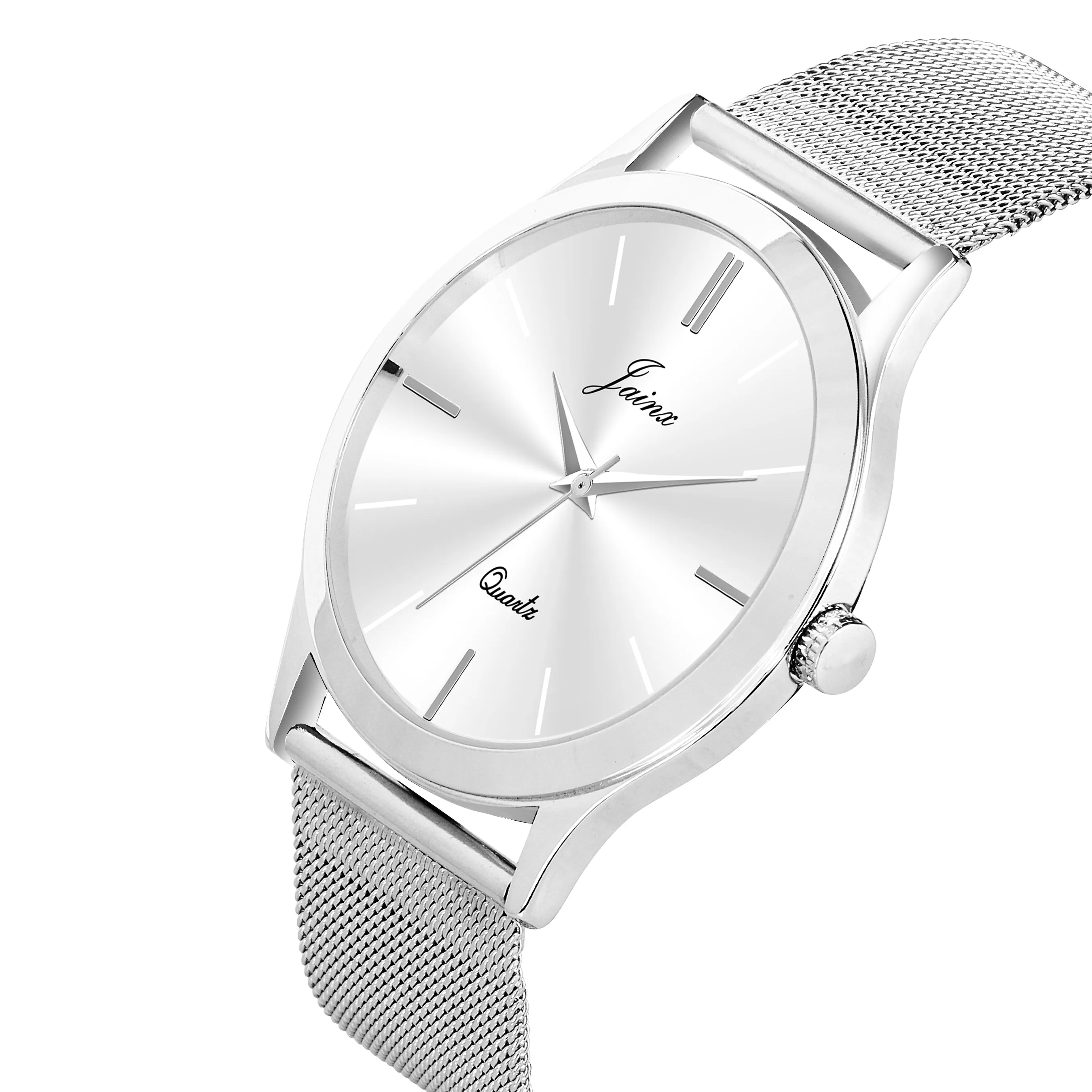 Silver Steel Mesh Chain Analog Watch For Men - JM7176