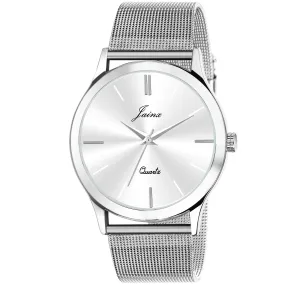 Silver Steel Mesh Chain Analog Watch For Men - JM7176
