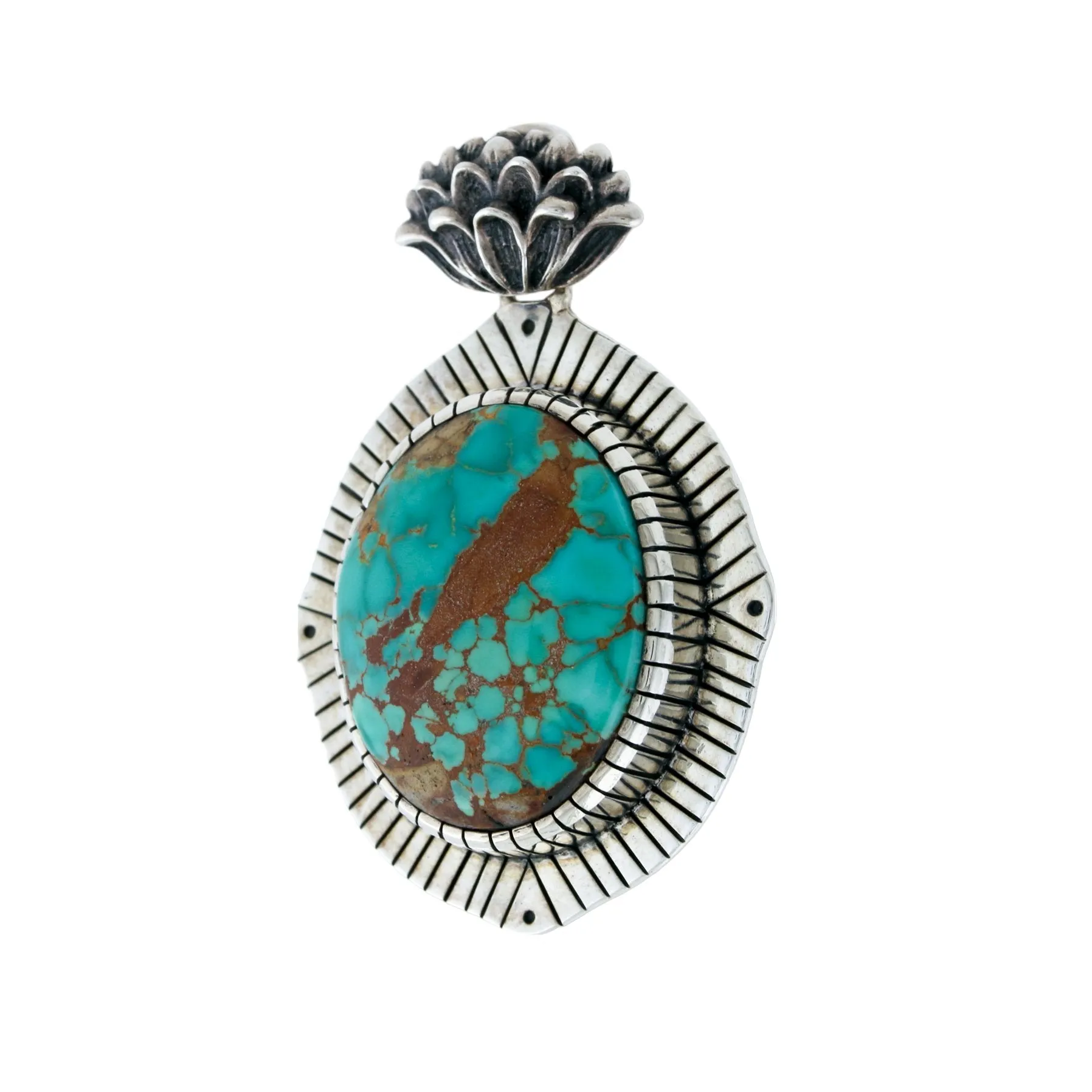 Silver x Japanese-Inspired "Mon" Emblem Pendant x Royston Turquoise