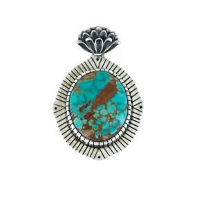 Silver x Japanese-Inspired "Mon" Emblem Pendant x Royston Turquoise