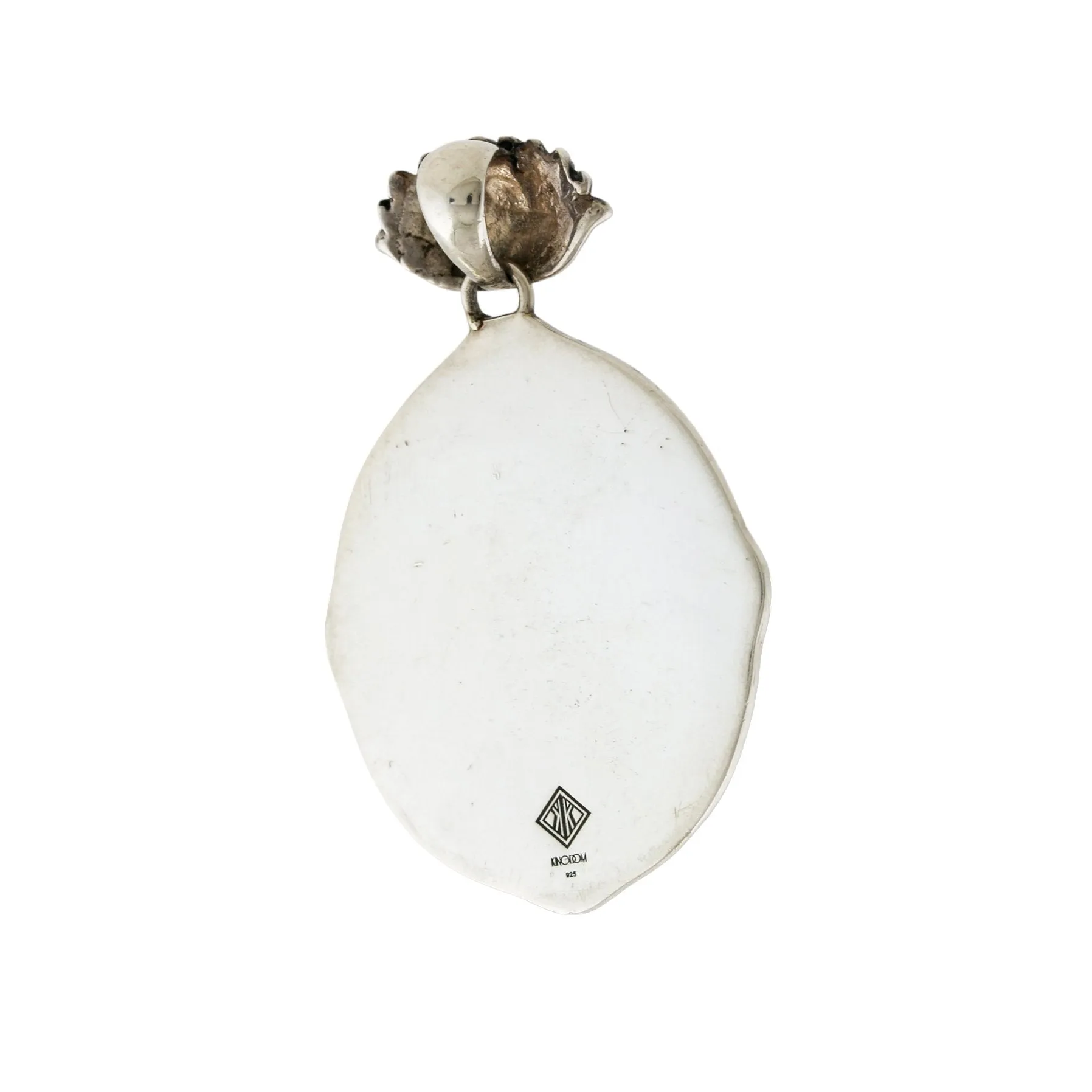 Silver x Japanese-Inspired "Mon" Emblem Pendant x Royston Turquoise