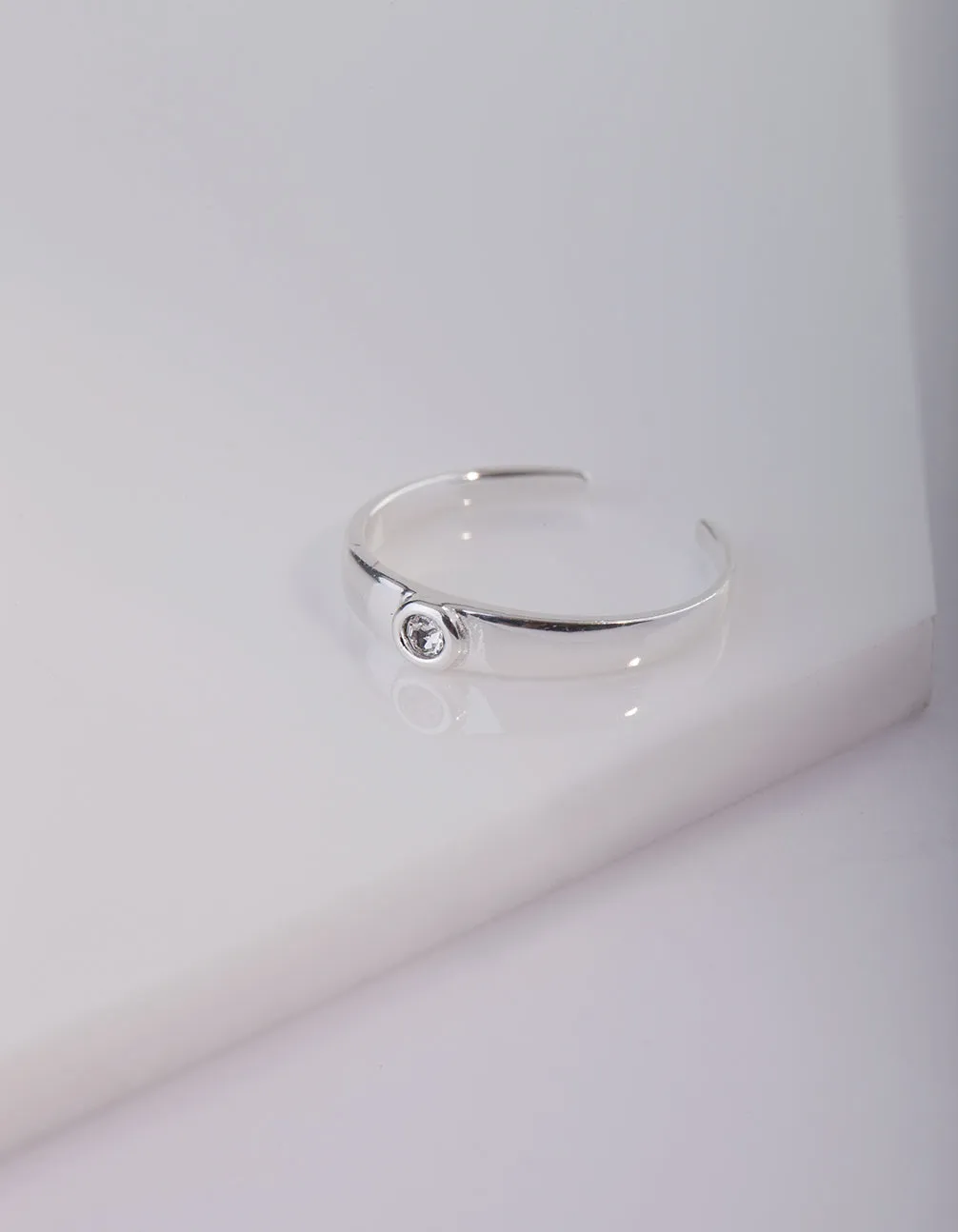 Simple Diamante Sterling Silver Toe Ring