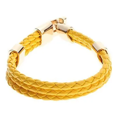 Single Color Cross Weave Leather Galloon Bracelet