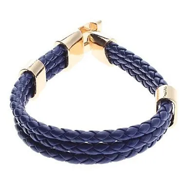 Single Color Cross Weave Leather Galloon Bracelet