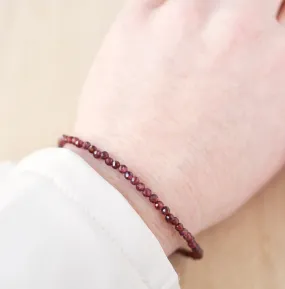 Small Garnet Beaded Bracelet, Sterling Silver or Gold Filled