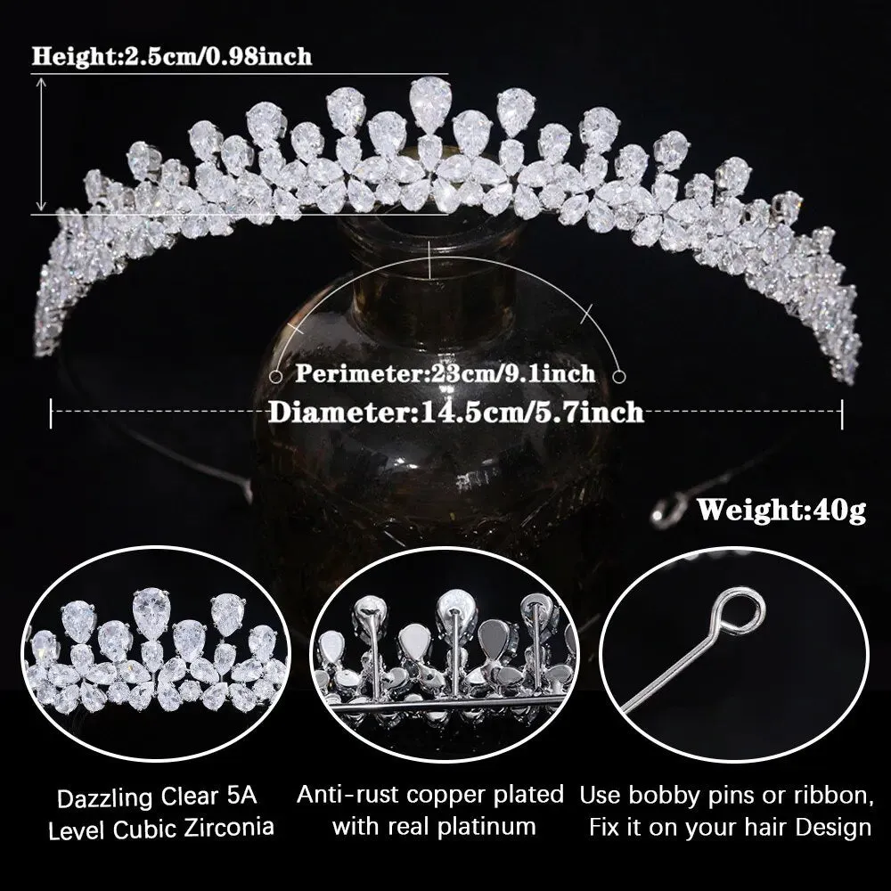 Small Tiara and Crown Zirconia Headpiece