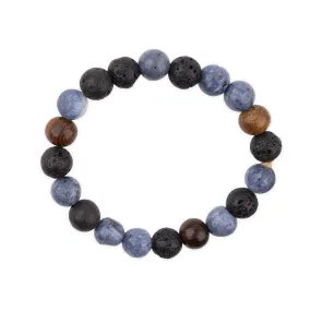 Soleil Hawaii "Strength & Protection" Blue sponge Coral, Wood, and Lava Bracelet